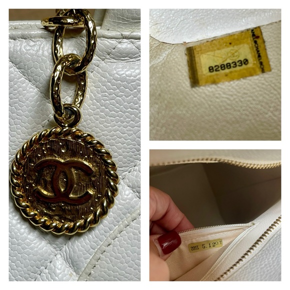 CHANEL Caviar Quilted Medallion Tote White - Picture 9 of 15